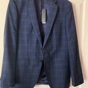 Hugo Boss Plaid Jacket Blue/Grey 38R NWT super 100’s